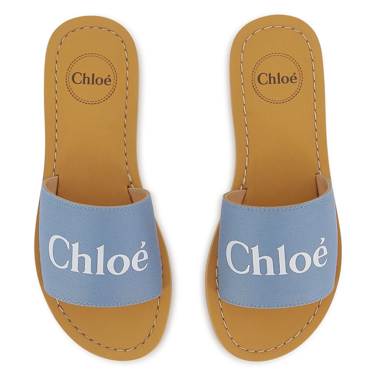 Girls Mini Me Blue & Beige Logo Sliders, 2, hi-res