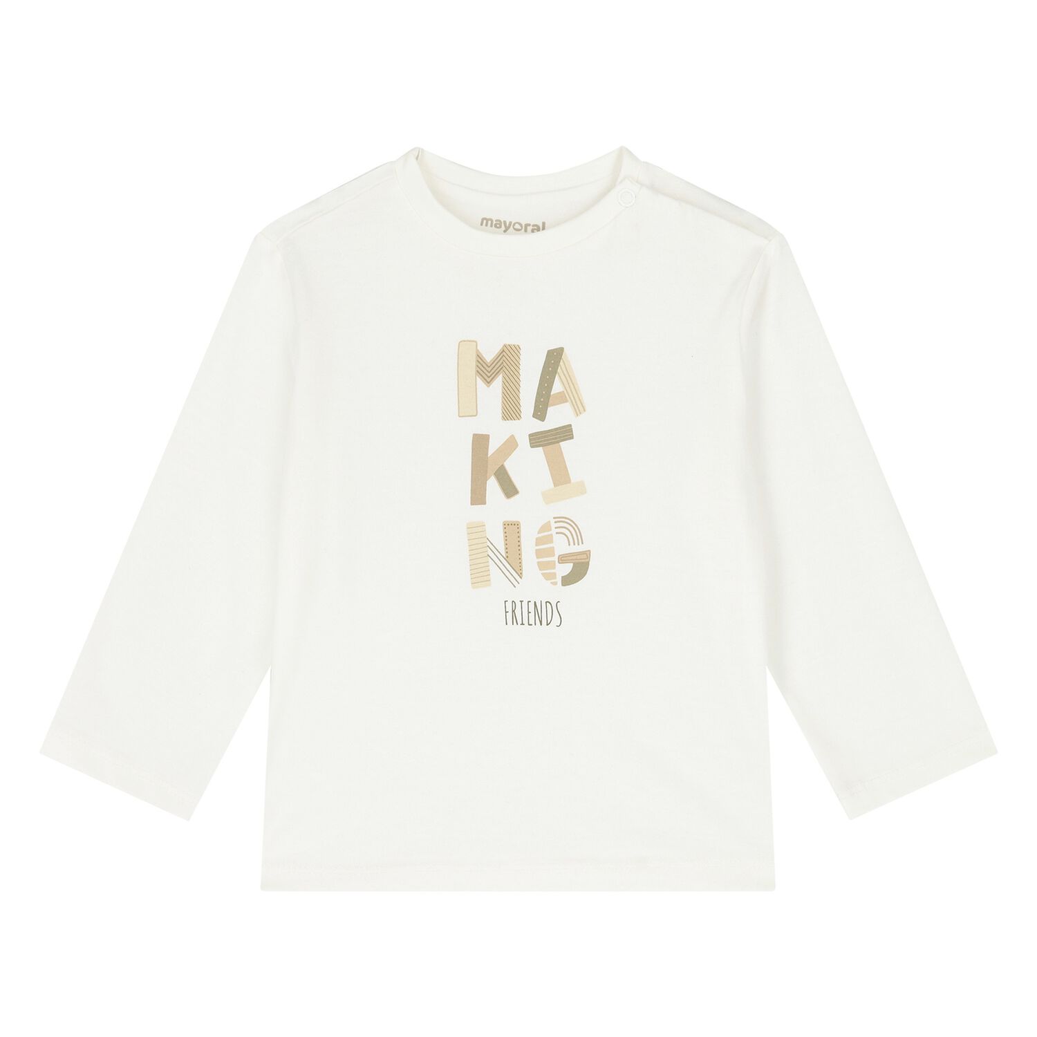 Younger Boys White Slogan Long Sleeve Top, 1, hi-res