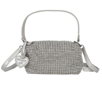 Girls Silver Rhinestone Logo Handbag