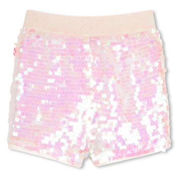 Girls Pink Iridescent Sequin Shorts