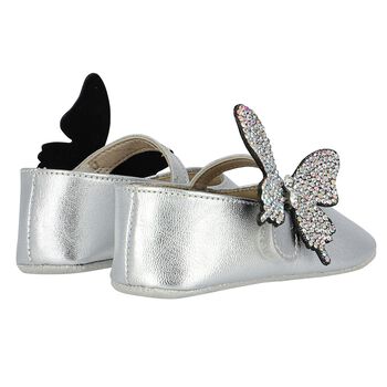 Baby Girls Silver Butterfly Shoes