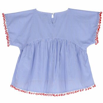 Girls Blue & White Stripe Top