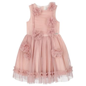 Girls Pink Tulle Flower Dress