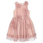 Girls Pink Tulle Flower Dress, 2, hi-res