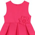 Girls Pink Satin Flower Dress, 1, hi-res