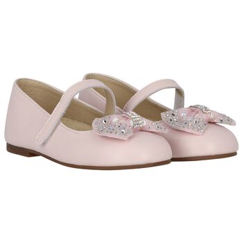 Girls Pink Ballerina Diamante Shoes
