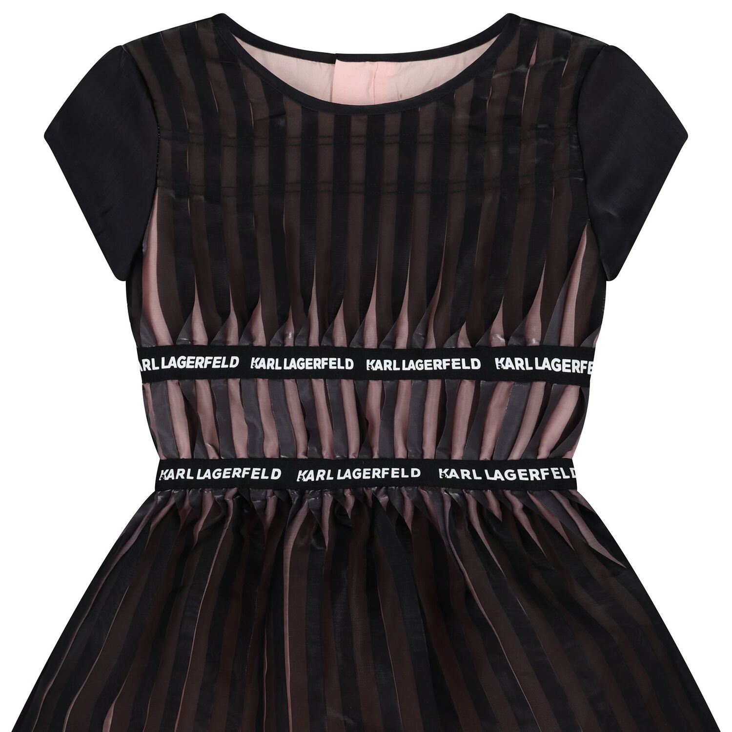 Girls Black & Pink Pleated Tulle Dress, 1, hi-res