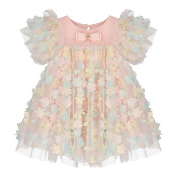 Baby Girls Pink Tulle Flowers Dress