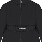 Girls Black Logo Padded Puffer Jacket, 1, hi-res