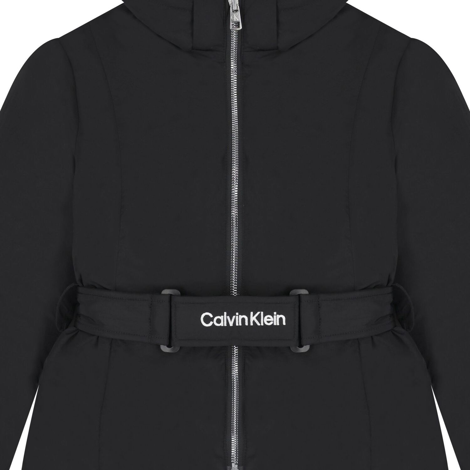 Girls Black Logo Padded Puffer Jacket, 1, hi-res