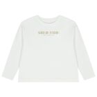 Girls White Logo Long Sleeve Top, 1, hi-res