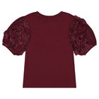 Girls Burgundy Bow Belle T-Shirt, 1, hi-res