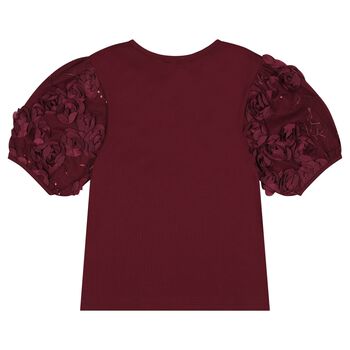 Girls Burgundy Bow Belle T-Shirt