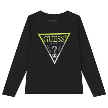 Boys Black Logo Long Sleeve Top