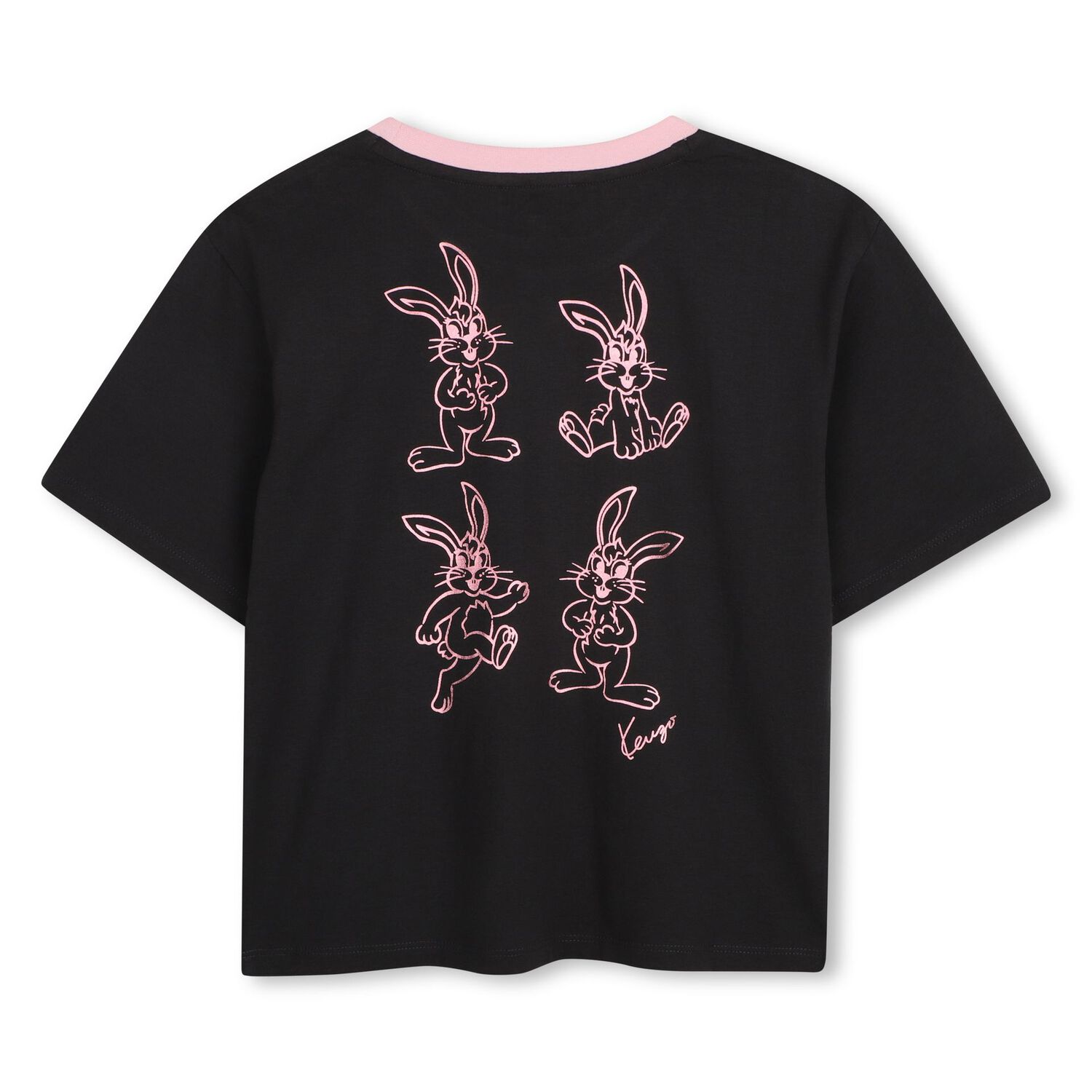 Girls Black Bunny Logo T-Shirt, 1, hi-res