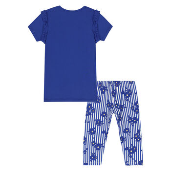 Girls Blue Floral Legging Set