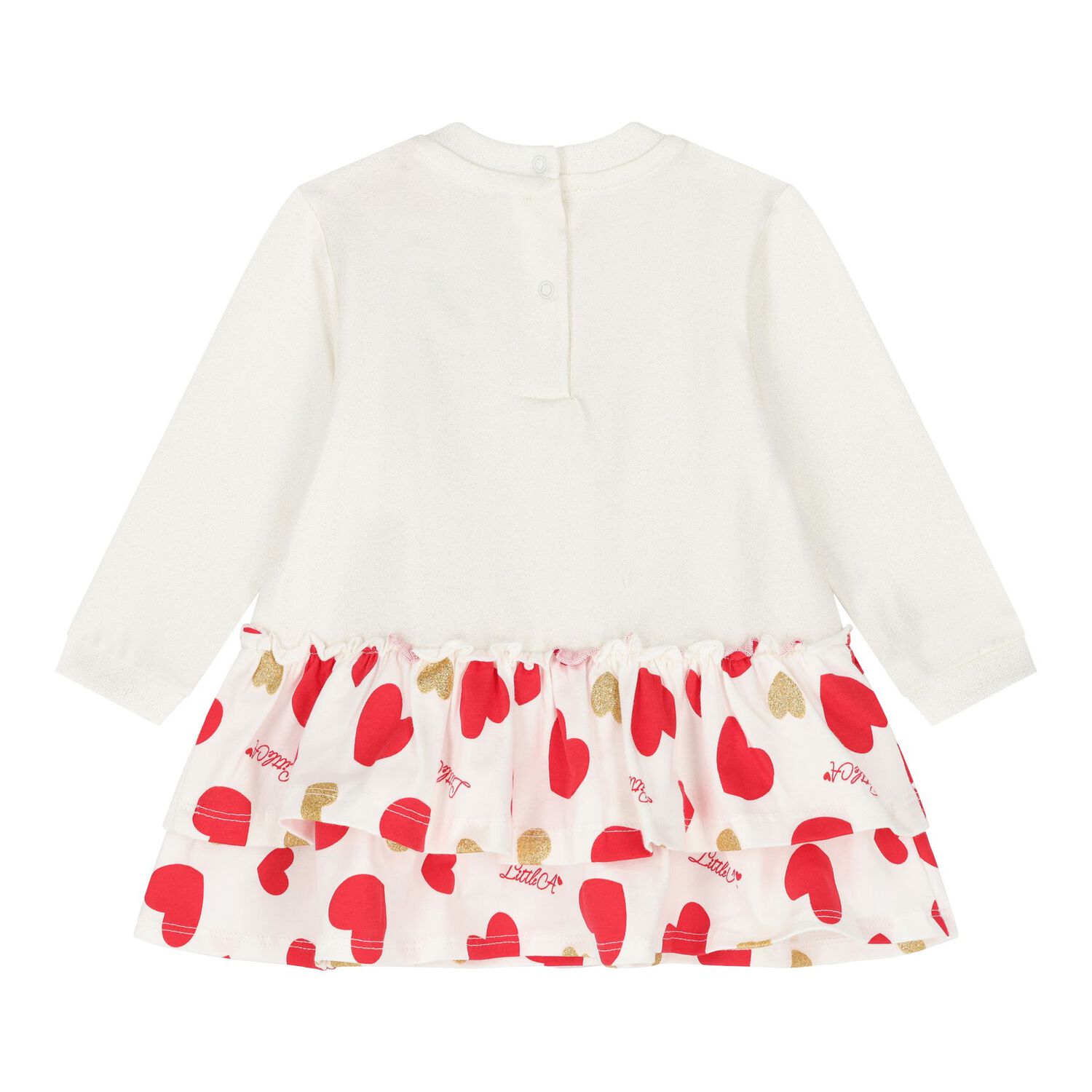 Baby Girls White & Red Hearts Dress, 1, hi-res image number null