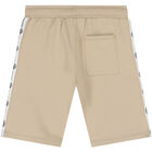 Younger Boys Beige Logo Shorts, 1, hi-res
