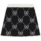 Girls Black Knitted Skirt Set, 1, hi-res