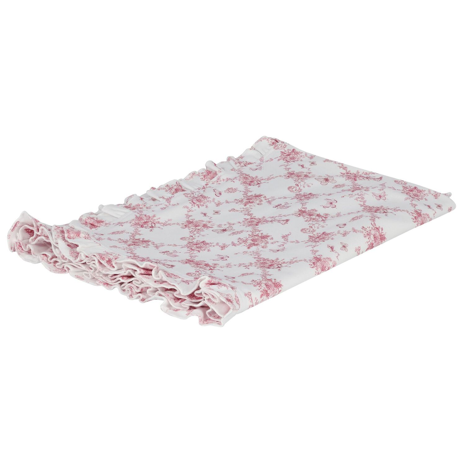 Baby Girls White & Pink Floral & Butterflies Blanket, 1, hi-res