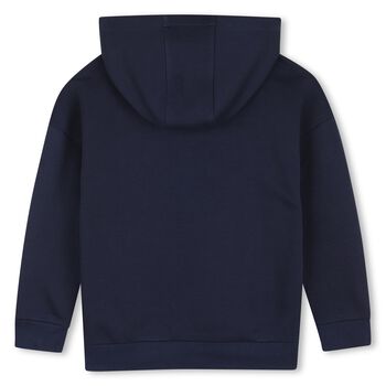 Boys Navy Blue Logo Hooded Top