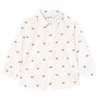Younger Boys White & Beige Teddy Bear Shirt, 1, hi-res