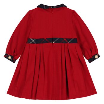Girls Red & Blue Tartan Twill Dress