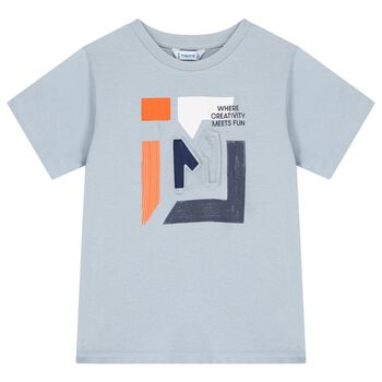 تي شيرت أزرق منقوش للأولاد