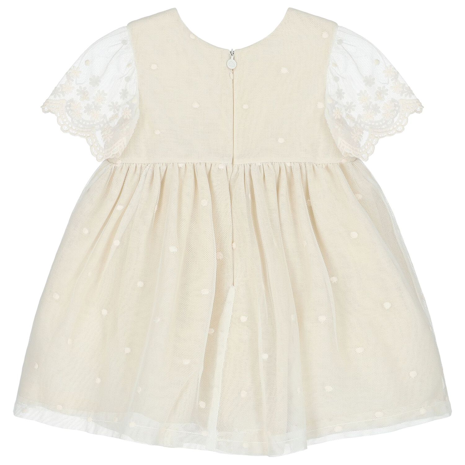 طقم بنات فستان باللون الأبيض والبيج, 1, hi-res