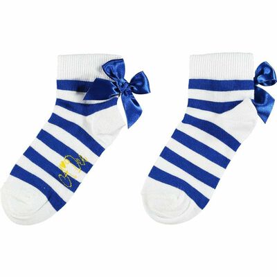 Girls Blue & White Stripe Socks