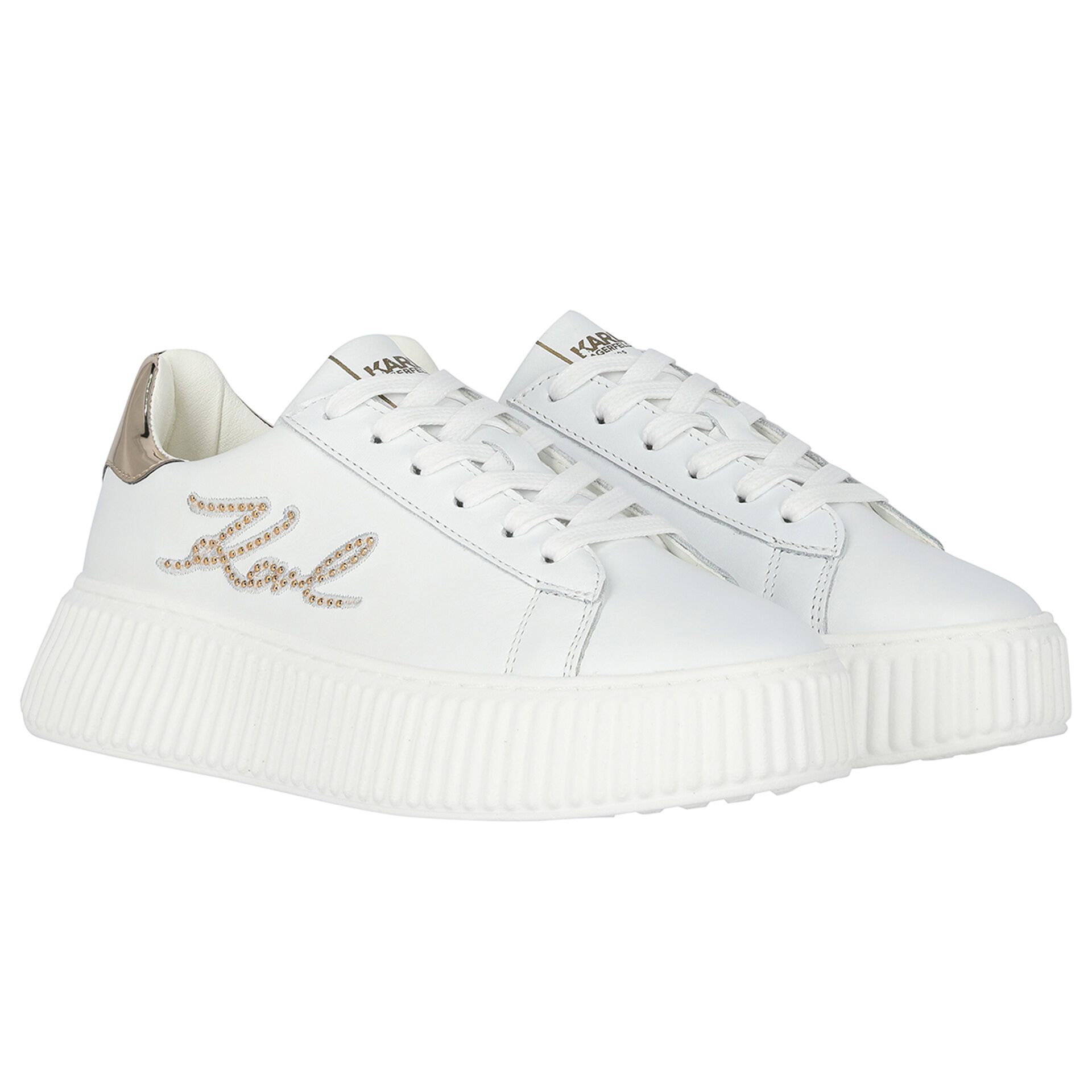 KARL LAGERFELD Girls White Logo Trainers Junior Couture USA