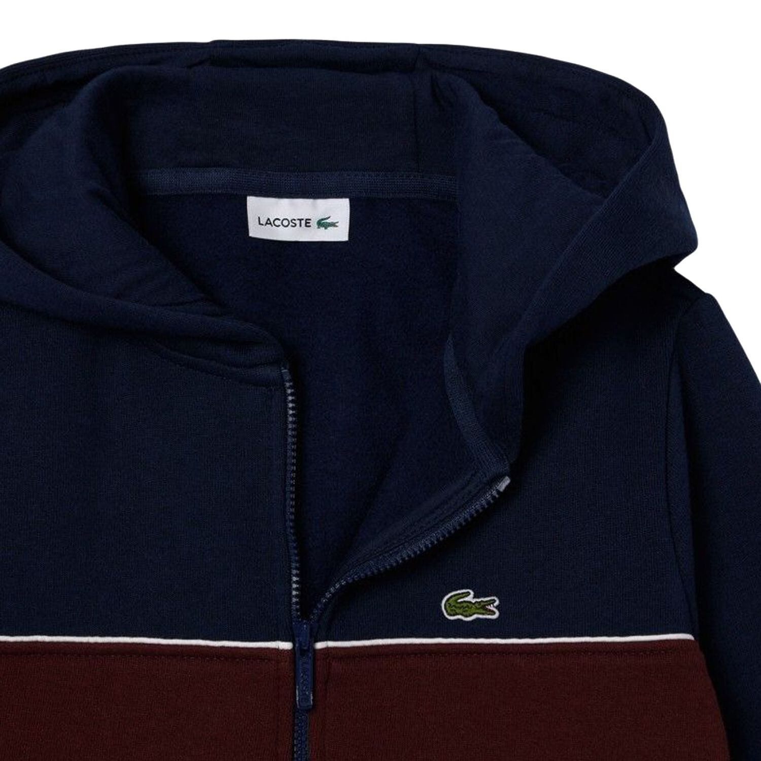 Boys Navy Blue Logo Hooded Zip Up Top, 1, hi-res image number null