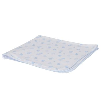 Baby Boys White & Blue Sheep Blanket