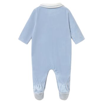 Baby Boys Blue Embroidered Babygrow