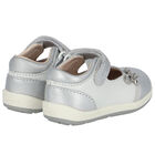 حذاء جلد باللون الابيض والفضي للبنات, 1, hi-res