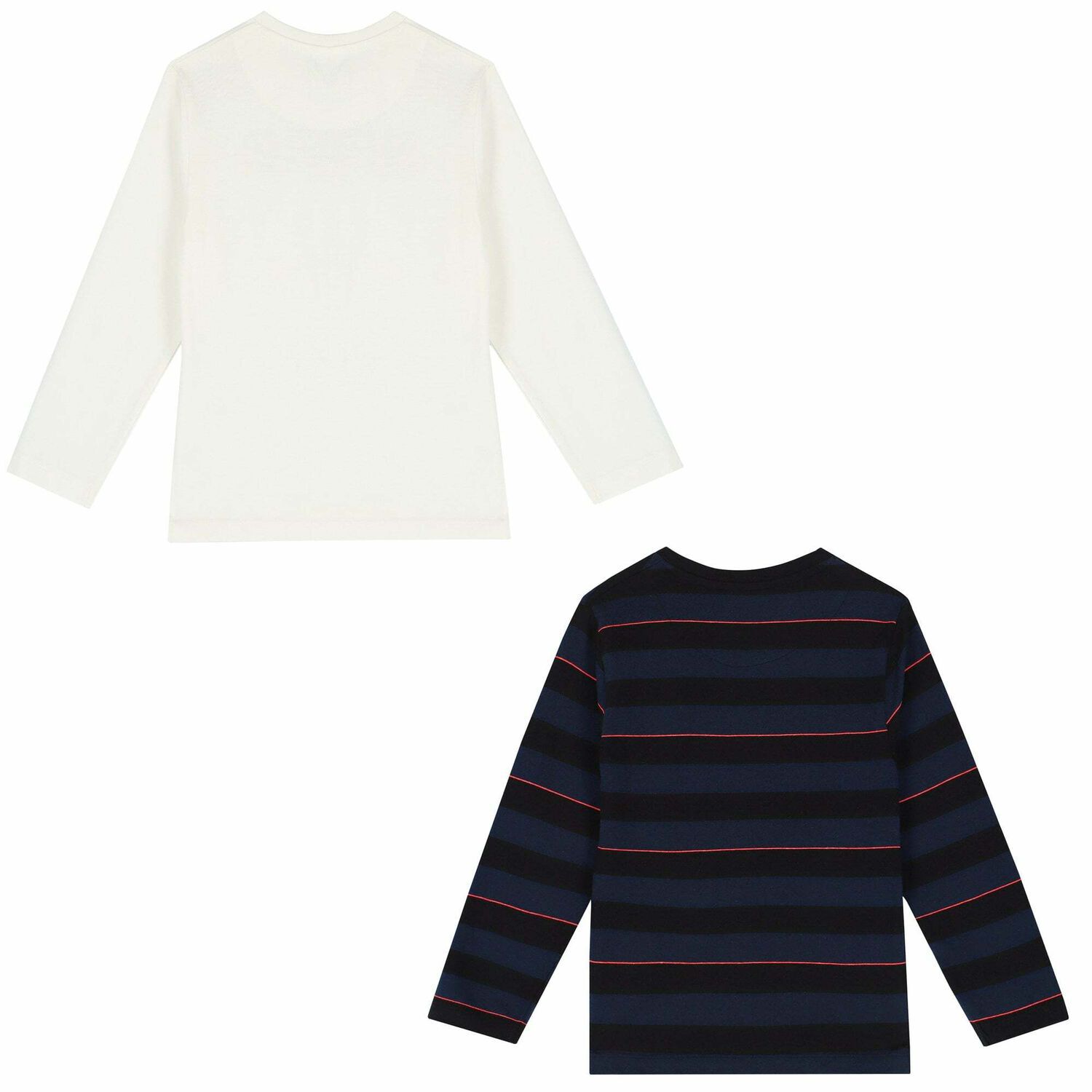 Boys Ivory & Navy Long Sleeve Tops ( 2-Pack ), 1, hi-res image number null