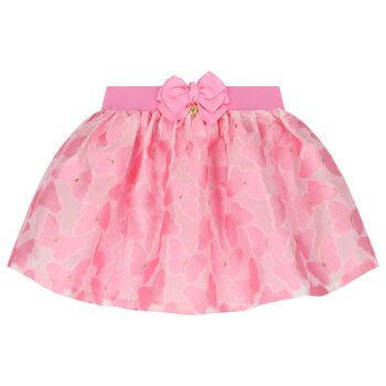 Girls Pink Butterfly Jacquard Skirt