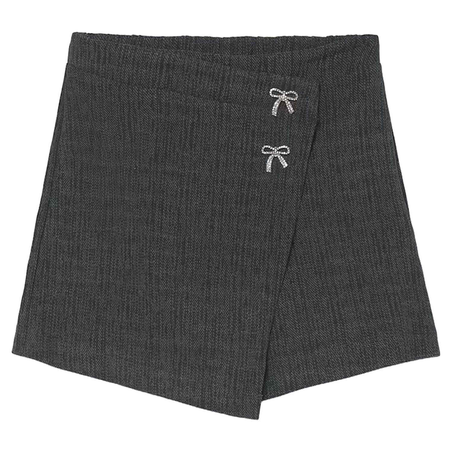 Girls Grey Bow Skort, 1, hi-res