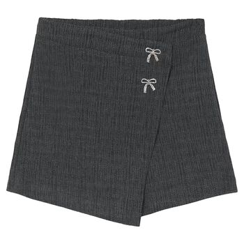 Girls Grey Bow Skort