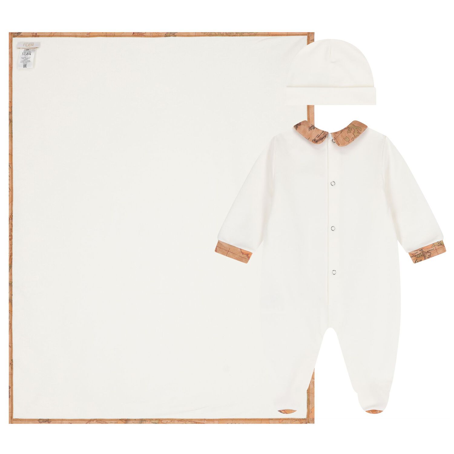 Ivory & Beige Geo Map Babygrow Gift Set , 3, hi-res image number null