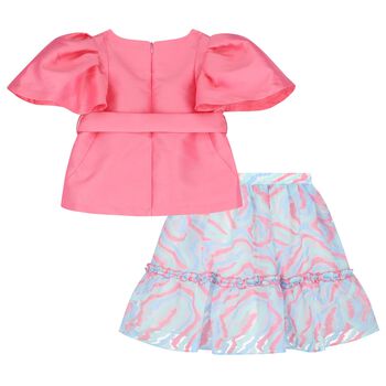 Girls Pink & Blue Skirt Set