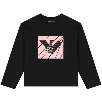 Girls Black & Pink Logo Long Sleeve Top 