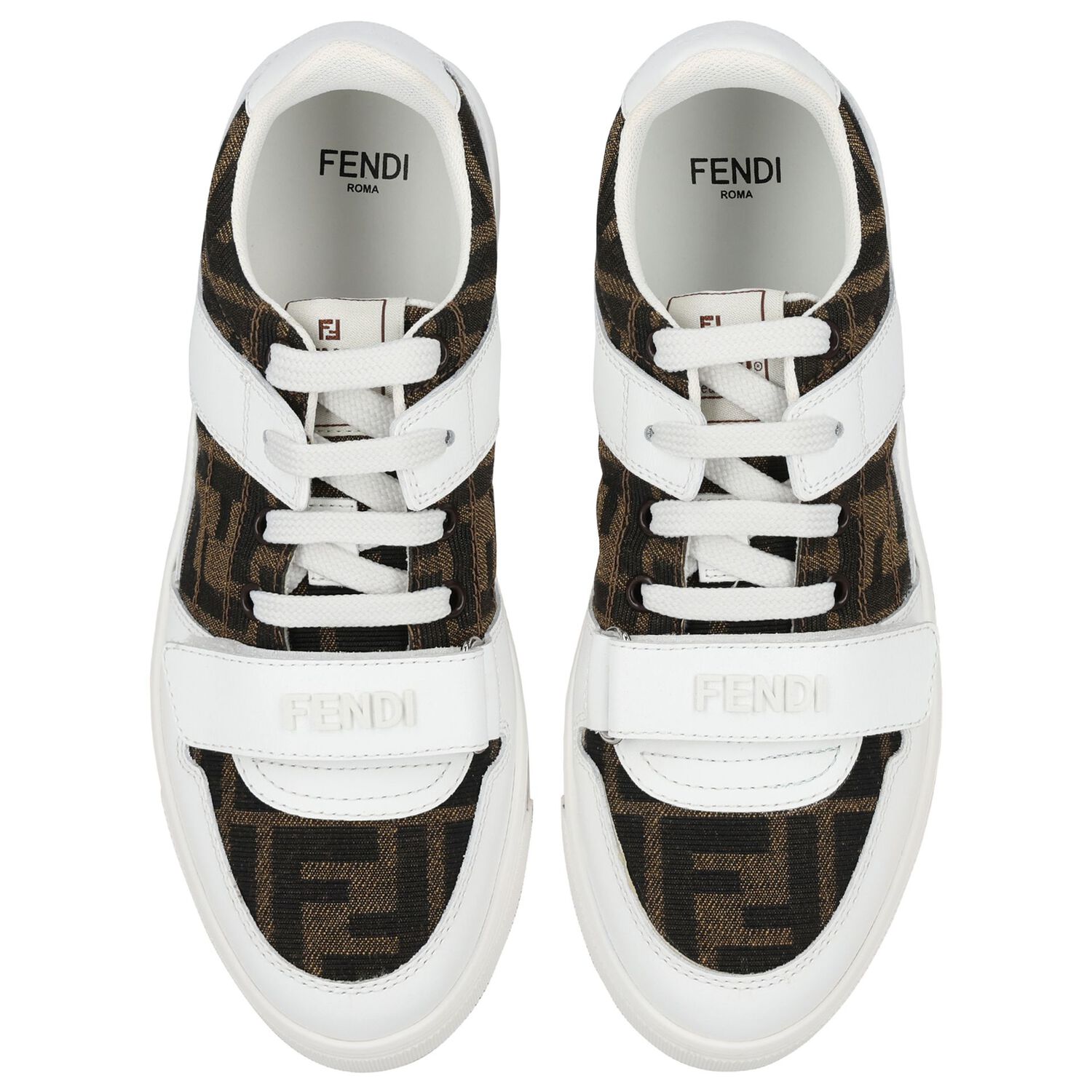 White FF Leather Trainers, 1, hi-res