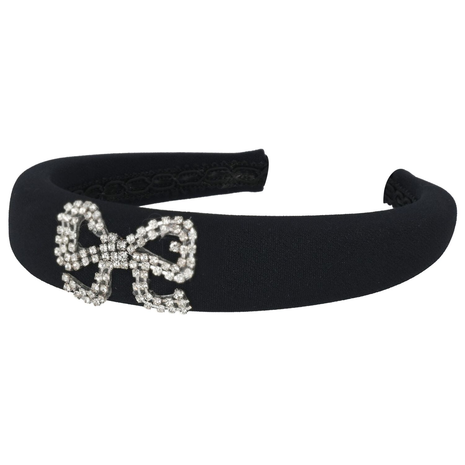 Girls Black Padded Headband, 1, hi-res