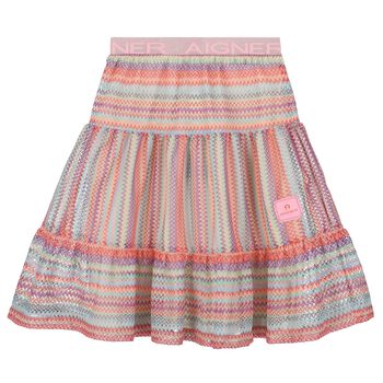 Girls Pink Zigzag Crochet Skirt