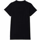 Girls Black Printed Logo Dress, 1, hi-res