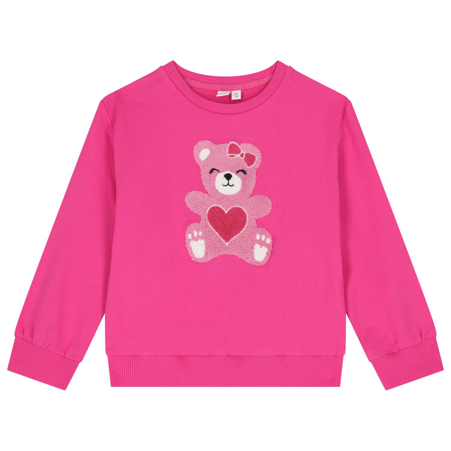 Girls Pink Teddy Bear Sweatshirt, 2, hi-res