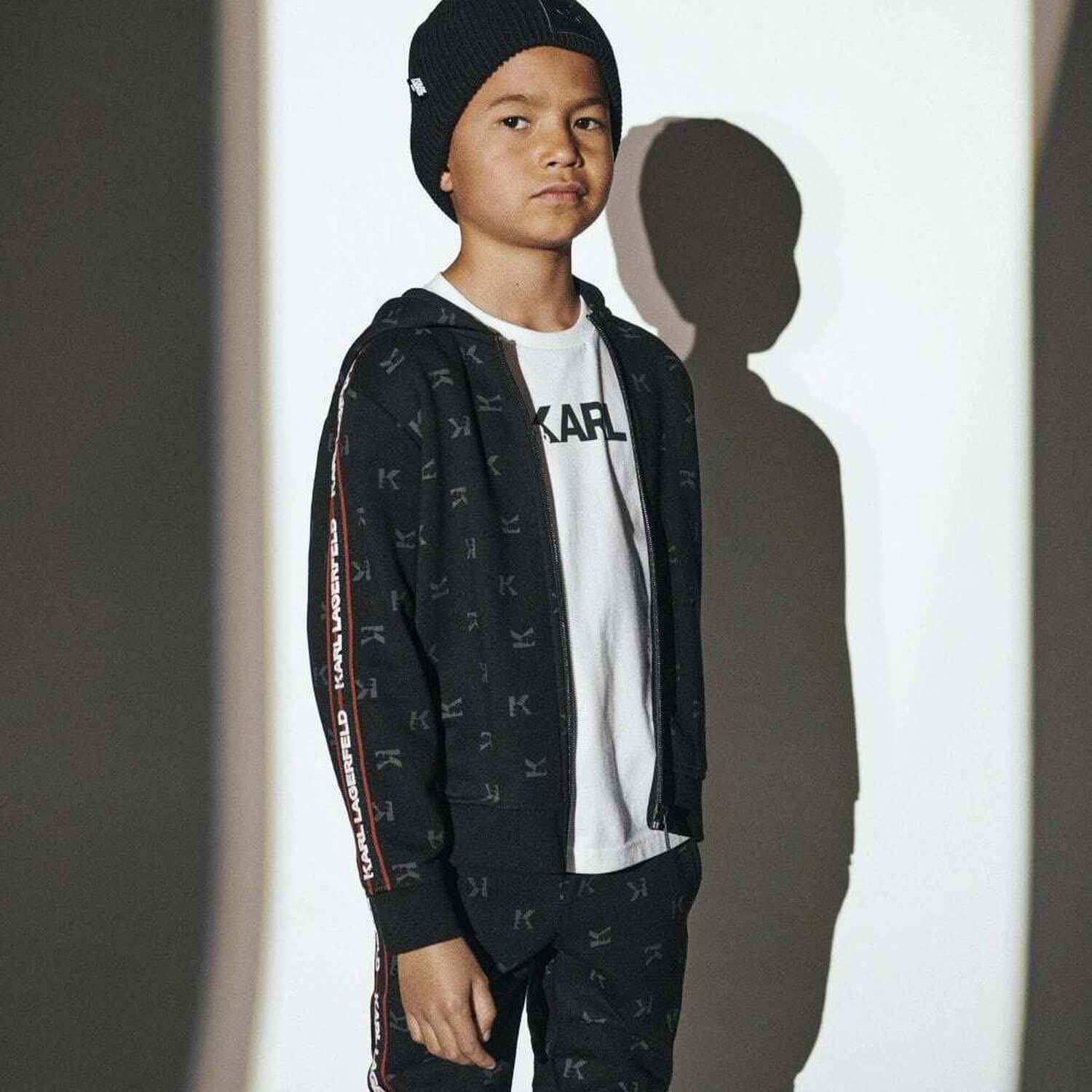 Boys Black Logo Zip Up Top, 1, hi-res image number null