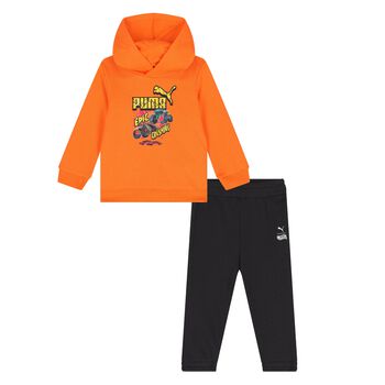 Puma Younger Boys Orange & Black Hot Wheels Tracksuit, 1 Younger Boys Orange & Black Hot Wheels Tracksuit