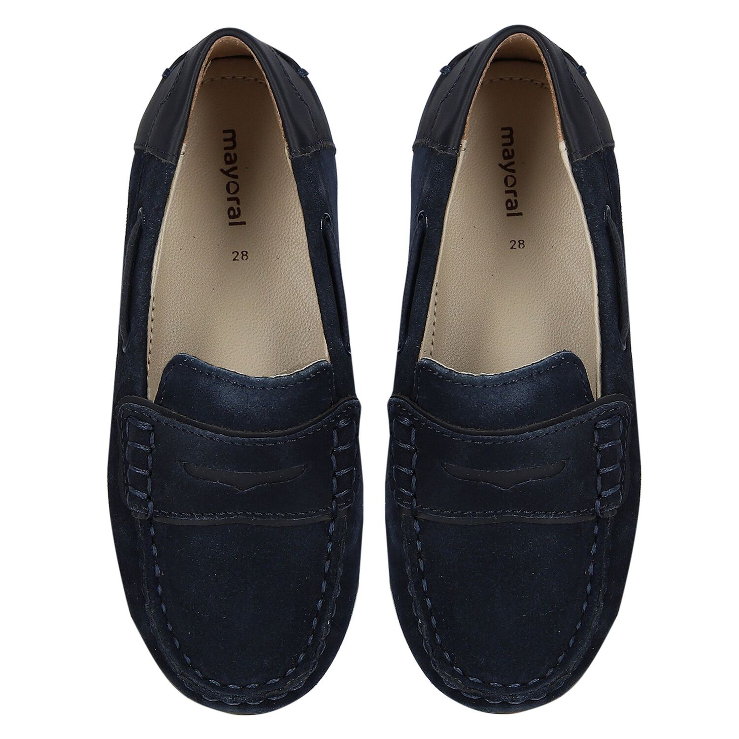 Boys Navy Blue Suede & Leather Loafers, 2, hi-res image number null